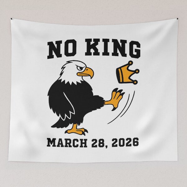 Item preview, No Kings March 28 2026 Funny Bald Eagle Kicking Crown Anti-Trump designed and sold by gunaone-design.