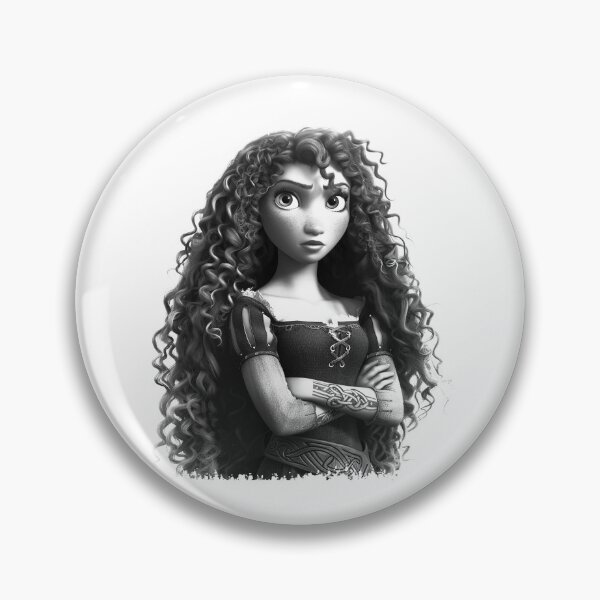 Item preview, Curly Haired Fantasy Princess - Black and White Brave Heroine Art designed and sold by inkoutninja.