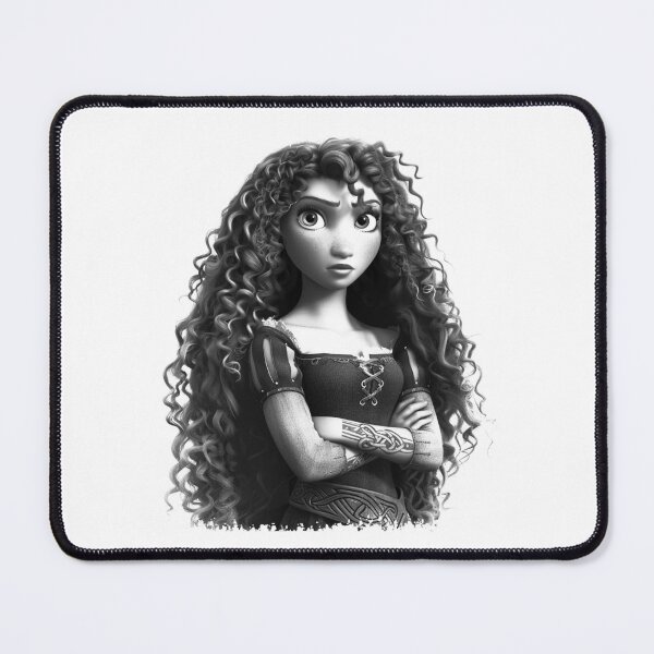 Item preview, Curly Haired Fantasy Princess - Black and White Brave Heroine Art designed and sold by inkoutninja.