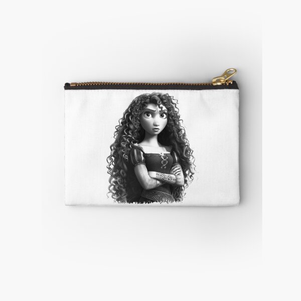 Item preview, Curly Haired Fantasy Princess - Black and White Brave Heroine Art designed and sold by inkoutninja.