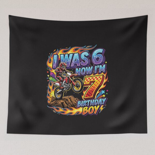 Item preview, I Was 6 Now I'm 7 Motocross 7th Birthday Boy Dirt Bike Racing Design designed and sold by kiralynstration.