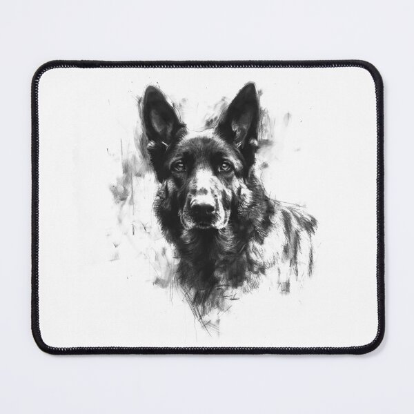 Item preview, German Shepherd Portrait - Black and White Dog Art Illustration designed and sold by inkoutninja.
