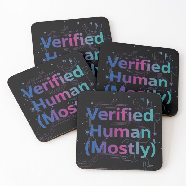 Item preview, Verified Human Mostly Funny AI Quote - Cyberpunk Tech Humor designed and sold by haitrieuic96.