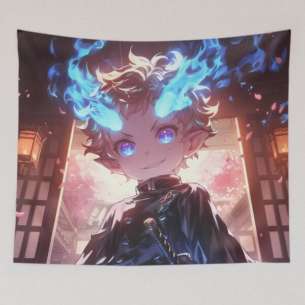Item preview, Yukio Okumura Blue Exorcist Chibi Samurai Sakura Night Glow designed and sold by TanglenRabbit.