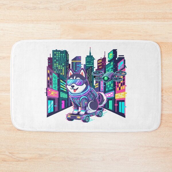 Item preview, Cyberpunk Husky Hoverboard Neon Art Sci Fi Gamer designed and sold by chattsuede.