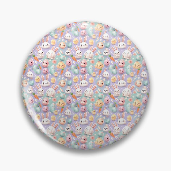 Item preview, Cute Kawaii Easter Icons Pattern – Smiling Bunny Chick Egg Carrot Flower Pattern, Pastel Spring Easter Pattern Design designed and sold by SmartyWonders.