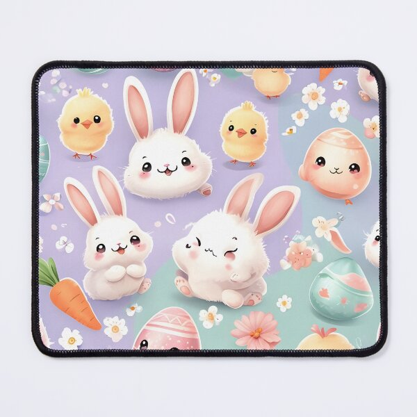 Item preview, Cute Kawaii Easter Icons Pattern – Smiling Bunny Chick Egg Carrot Flower Pattern, Pastel Spring Easter Pattern Design designed and sold by SmartyWonders.