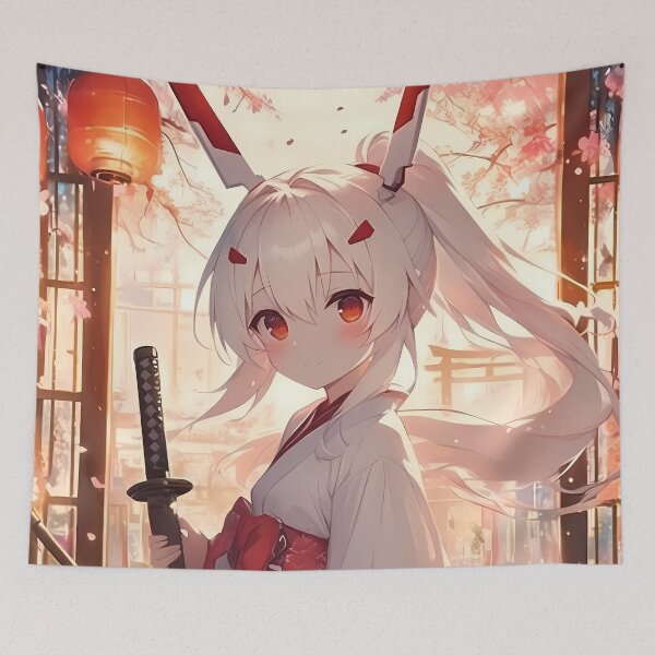 Item preview, Ayanami Azur Lane Chibi Shrine Lanterns Cherry Blossoms Soft Pastel designed and sold by TanglenRabbit.