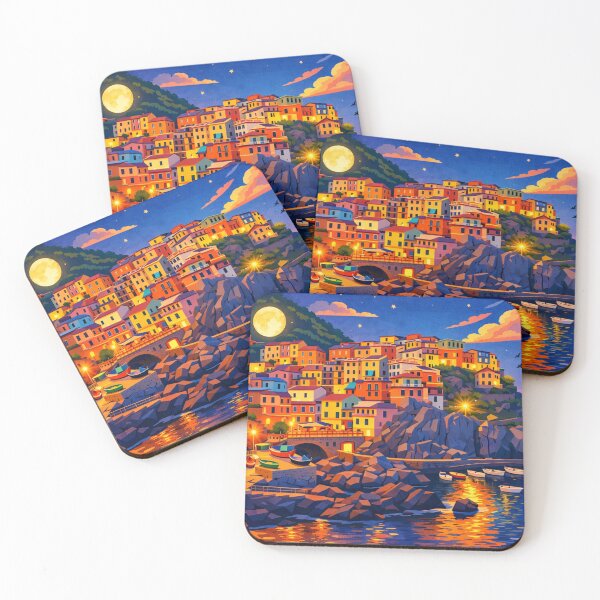 Item preview, Moonlit Coastal Village designed and sold by ellistnamstim.