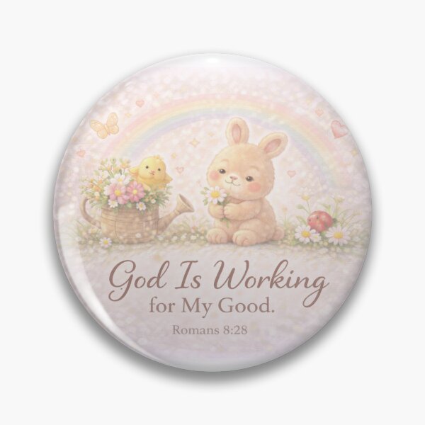 Item preview, Bunny & Rainbow & Chick | God is Working for My Good | Romans 8:28 designed and sold by Joocnooz.
