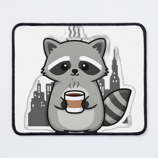 Item preview, Cute Raccoon Coffee Lover Illustration – Urban Wildlife Print designed and sold by PrintMadog.
