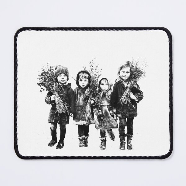 Item preview, Children Holding Wildflowers - Black and White Vintage Childhood Art designed and sold by inkoutninja.