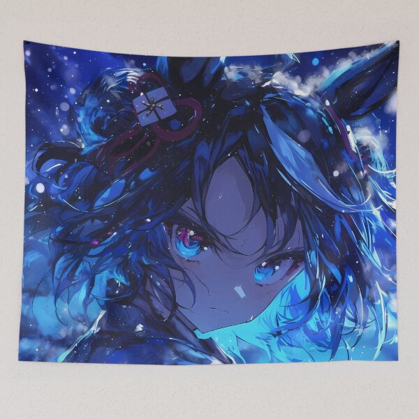 Item preview, Kitasan Black Uma Musume Night Snow Blue Glow Stare designed and sold by TanglenRabbit.