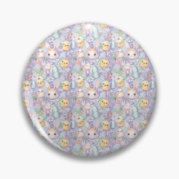 Item preview, Cute Kawaii Easter Icons Pattern – Smiling Bunny Chick Egg Carrot Flower Pattern, Pastel Spring Easter Pattern Design designed and sold by SmartyWonders.