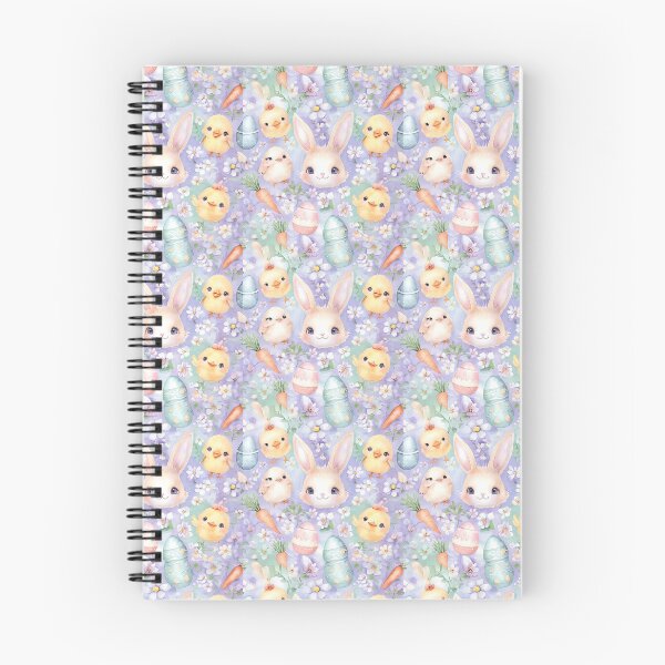 Item preview, Cute Kawaii Easter Icons Pattern – Smiling Bunny Chick Egg Carrot Flower Pattern, Pastel Spring Easter Pattern Design designed and sold by SmartyWonders.