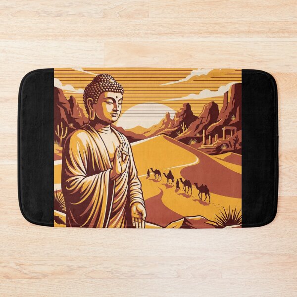 Item preview, Buddha in Desert with Camel Caravan designed and sold by ChiqueAvenue.