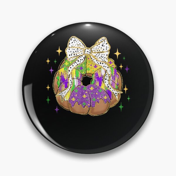 Item preview, Retro King Cake coquette bow Beads Happy mardi gras men designed and sold by Boutkimaewab.