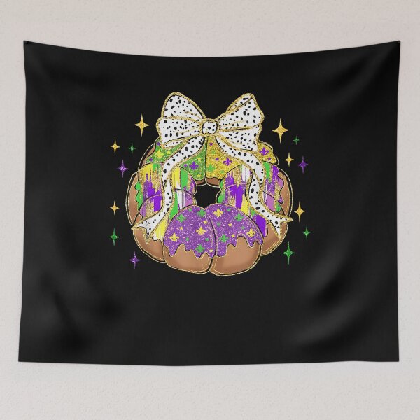 Item preview, Retro King Cake coquette bow Beads Happy mardi gras men designed and sold by Boutkimaewab.
