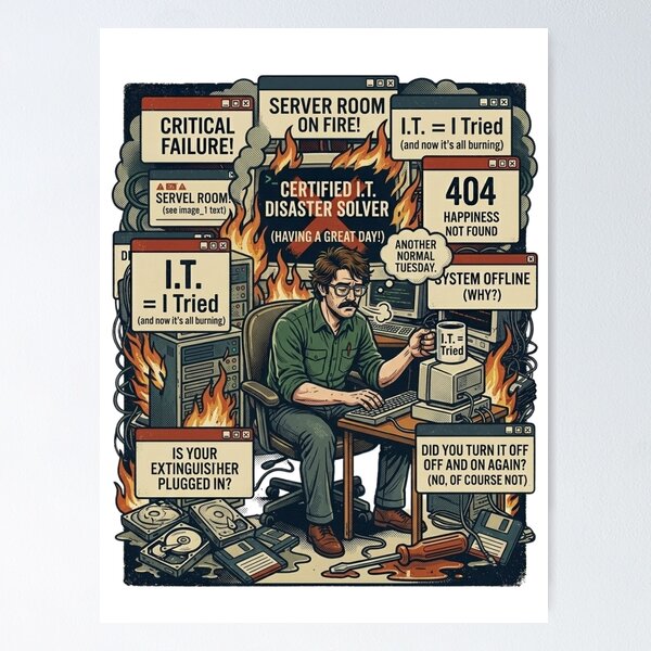 Item preview, This Is Fine  Vintage IT Support Meme designed and sold by KurtByteStudio.