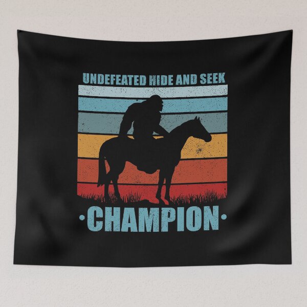 Item preview, Undefeated Hide and Seek Champion - Funny Big Foot Riding Horse designed and sold by ishanaveraty.