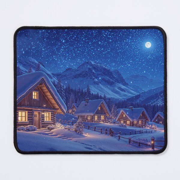 Item preview, Winter Night Scene In a Snowy Village, Extra Large Desk Pad, Gaming Mousepad, Office Decor designed and sold by QpetStyle.