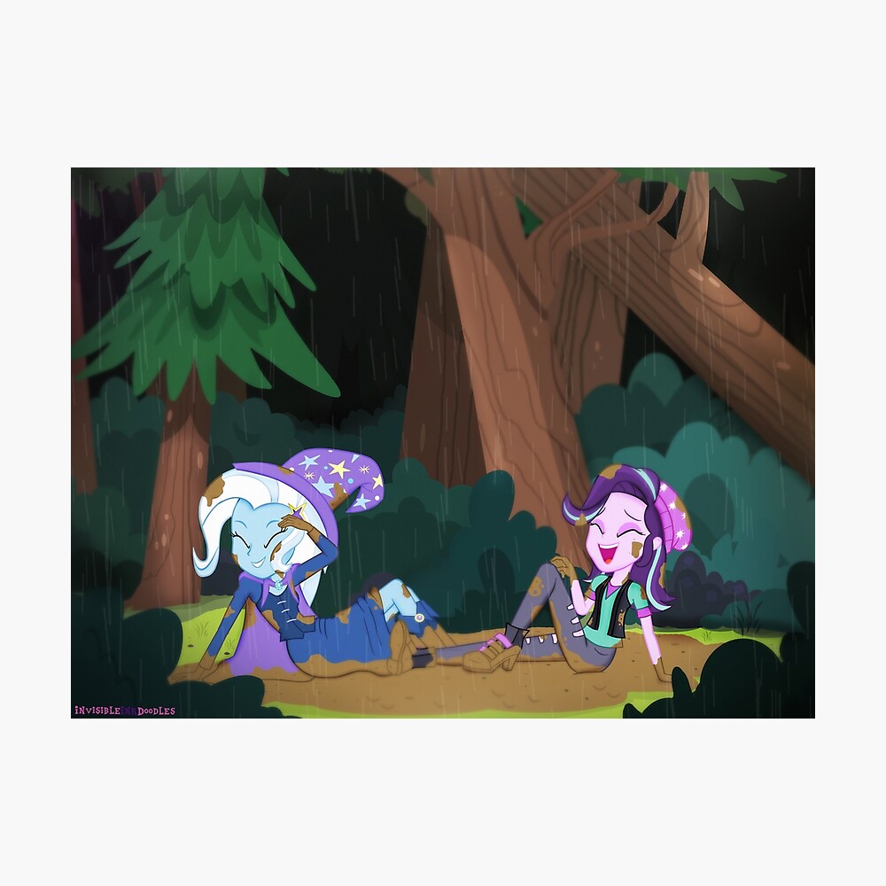 Trixie and Starlight Glimmer Playing In Spring Rain