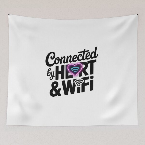 Item preview, Connected by Heart & WiFi. Cute Love Tech Quote Typography Design designed and sold by Aarvya Fashion Club ( A.F.C ).