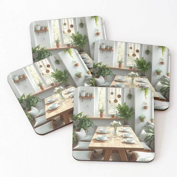Item preview, Sun-Drenched Japandi Dining Space with Lush Greenery designed and sold by Vida e Arte.