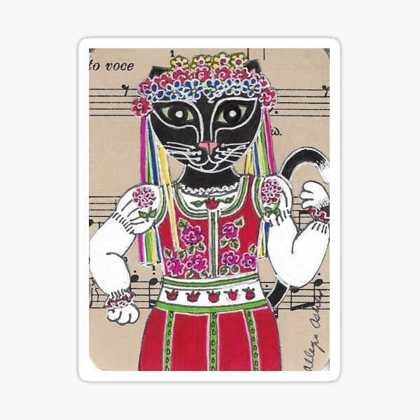 2018 Black Cat Ukrainian Traditional Dress by BRIDEOFHYDE Sticker