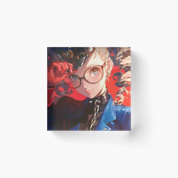 Item preview, Justine Caroline Persona 5 Blue Uniform Glasses Confident Closeup designed and sold by bystudiolereve.
