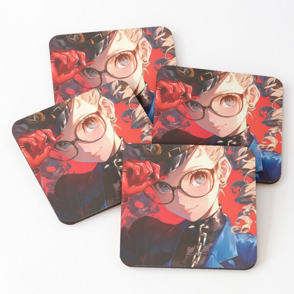 Item preview, Justine Caroline Persona 5 Blue Uniform Glasses Confident Closeup designed and sold by bystudiolereve.