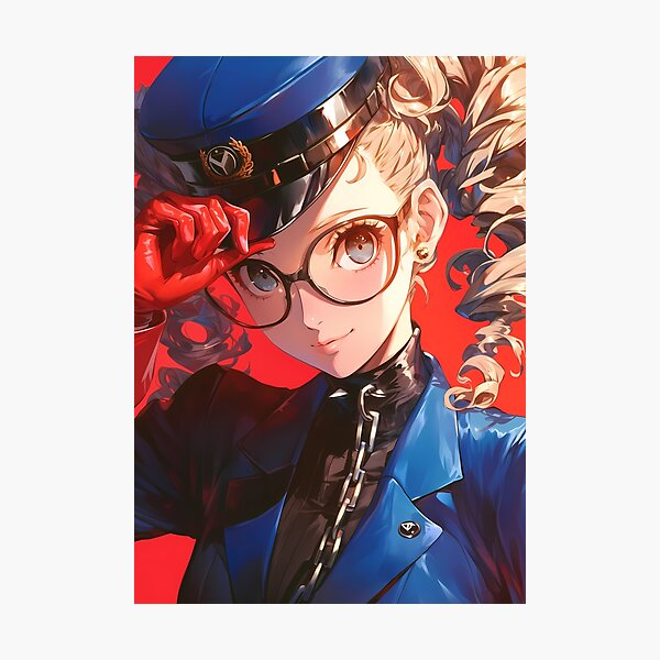 Item preview, Justine Caroline Persona 5 Blue Uniform Glasses Confident Closeup designed and sold by bystudiolereve.