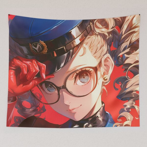 Item preview, Justine Caroline Persona 5 Blue Uniform Glasses Confident Closeup designed and sold by bystudiolereve.