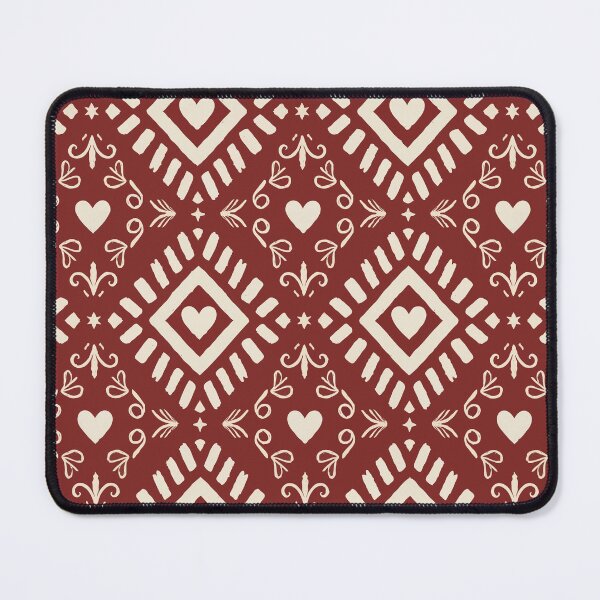 Item preview, Red Boho Heart Geometric Seamless Pattern, Southwestern Aztec Digital Paper, Indigo Tribal Textile Design, Folk Block Print Fabric Pattern, Bohemian Repeat Tile designed and sold by FRH Design ⭐⭐⭐⭐⭐.