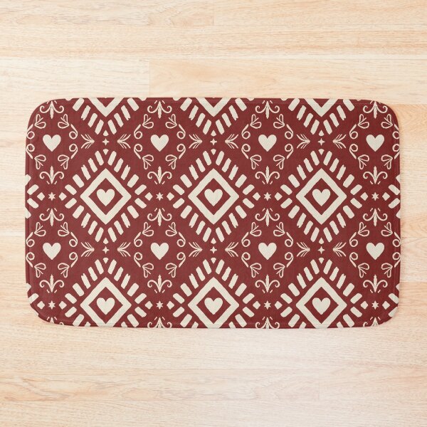 Item preview, Red Boho Heart Geometric Seamless Pattern, Southwestern Aztec Digital Paper, Indigo Tribal Textile Design, Folk Block Print Fabric Pattern, Bohemian Repeat Tile designed and sold by FRH Design ⭐⭐⭐⭐⭐.