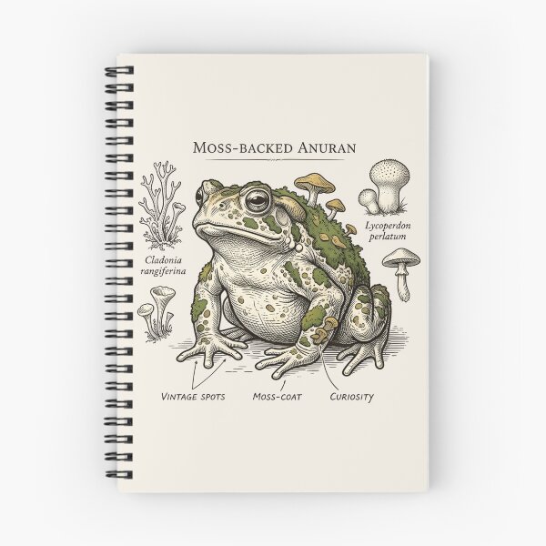Item preview, Vintage Moss-Backed Frog Illustration T-Shirt & Sticker – Botanical Anuran Diagram, Cottagecore Frog Art, Natural History Style Amphibian Graphic, Mushroom & Moss Frog designed and sold by ZyxDes.