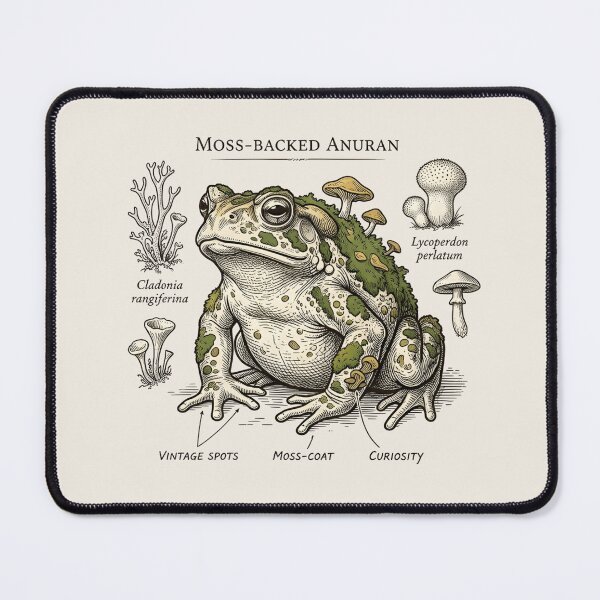 Item preview, Vintage Moss-Backed Frog Illustration T-Shirt & Sticker – Botanical Anuran Diagram, Cottagecore Frog Art, Natural History Style Amphibian Graphic, Mushroom & Moss Frog designed and sold by ZyxDes.