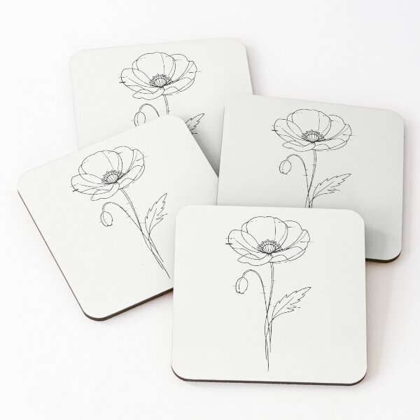 Item preview, Minimalist Poppy Flower Line Art Glitch Aesthetic designed and sold by IvoryArtDesign.