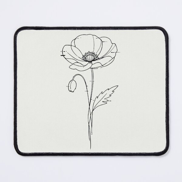 Item preview, Minimalist Poppy Flower Line Art Glitch Aesthetic designed and sold by IvoryArtDesign.
