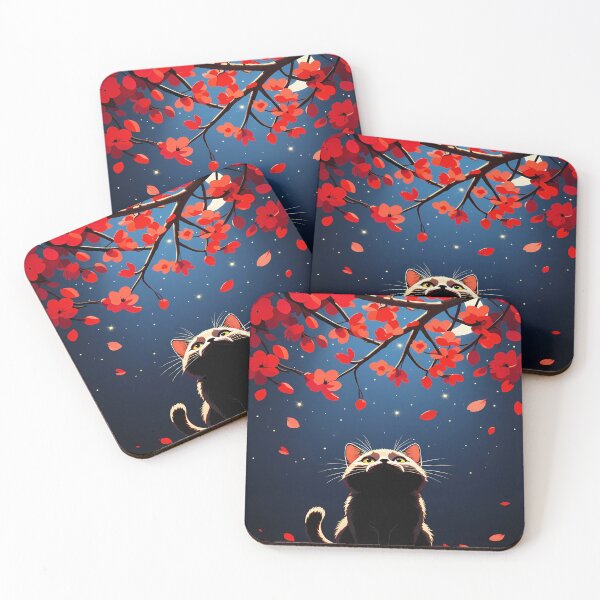 Item preview, Cat Under Cherry Blossoms at Night designed and sold by Bappy888.