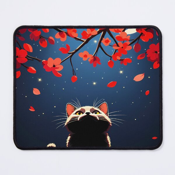 Item preview, Cat Under Cherry Blossoms at Night designed and sold by Bappy888.