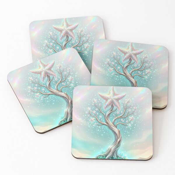 Item preview, Magical star tree on a luminous hill – fantasy landscape designed and sold by Herzbaumatelier.