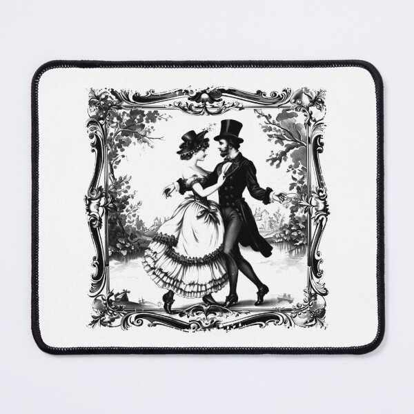 Item preview, Victorian Dancing Couple - Black and White Vintage Romance Art designed and sold by inkoutninja.