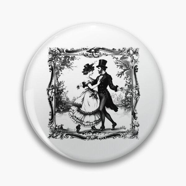 Item preview, Victorian Dancing Couple - Black and White Vintage Romance Art designed and sold by inkoutninja.