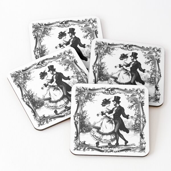 Item preview, Victorian Dancing Couple - Black and White Vintage Romance Art designed and sold by inkoutninja.