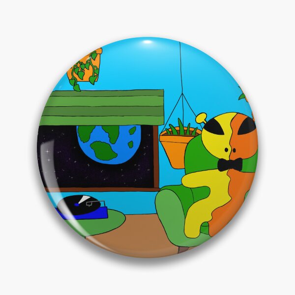 Item preview, Cozy Aliens Listening to Vinyl – Cute Sci-Fi Room with Plants and a View of Earth designed and sold by Aunty Riah Studios.