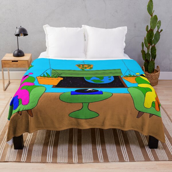 Item preview, Cozy Aliens Listening to Vinyl – Cute Sci-Fi Room with Plants and a View of Earth designed and sold by Aunty Riah Studios.