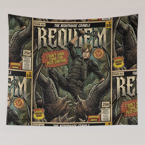 Item preview, Resident Evil 9 Requiem Leon Spider Fight Retro Vintage Comic Cover Art designed and sold by Back2Collage.