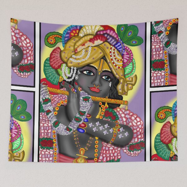 Item preview, Sacred Lord Krishna Illustration – Hindu Devotional Artistic Design designed and sold by Harshit_Digital_Arts.