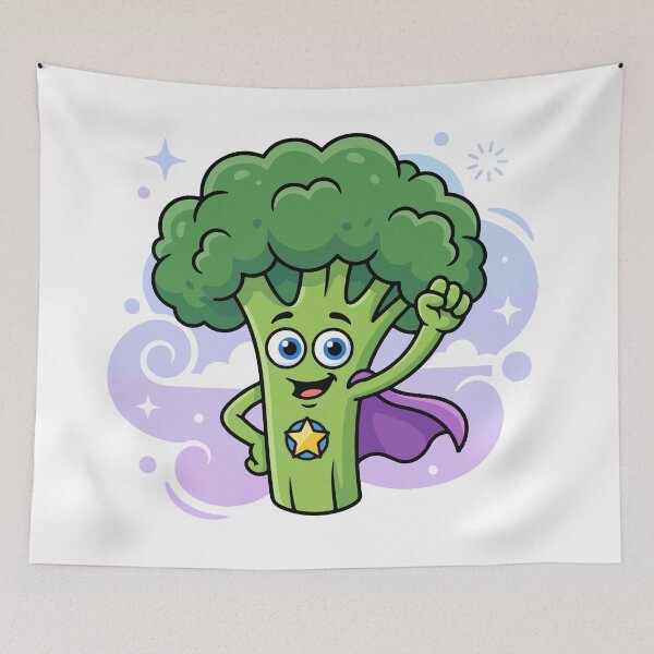 Item preview, A Smiling Broccoli Hero with a Star Badge and Big Blue Eyes designed and sold by Anvc-Art.